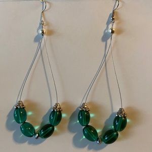 Handmade green and silver earrings